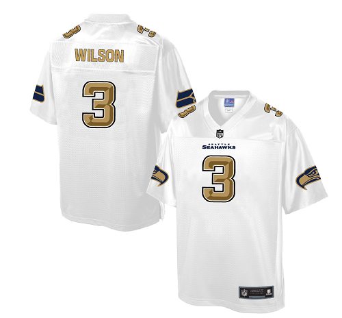 Men's Game Russell Wilson Nike Jersey White - #3 Pro Line Fashion NFL Seattle Seahawks